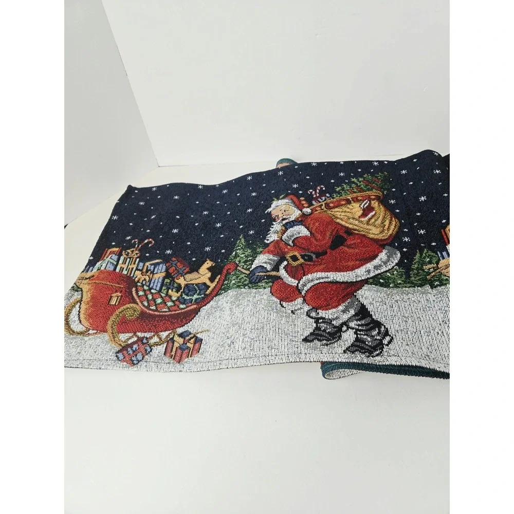 Christmas Santa Claus with sleigh and gits tapestry table runner decoration 70